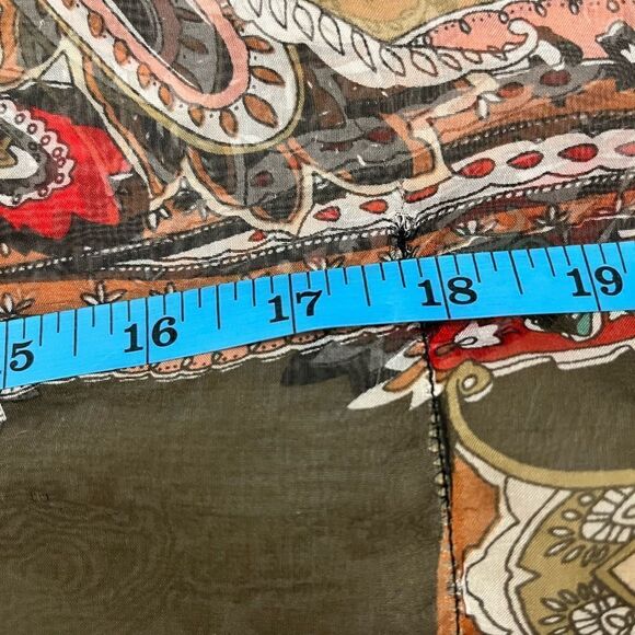 Alberto Makali Vintage Y2K Sheer Scarf Style Mixed Print Top M - Picture 5 of 6